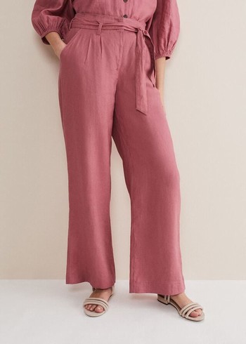 Phase Eight Raven Linen Trousers Rose USA | 2309815-CQ